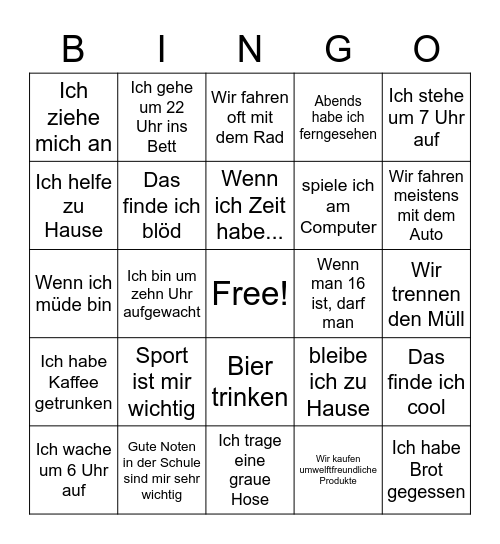 Meine Welt, deine Welt Bingo Card