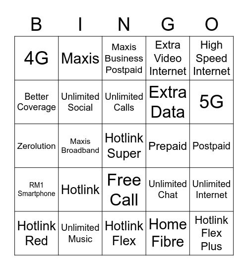 Bingo with Hotlink Bingo Card