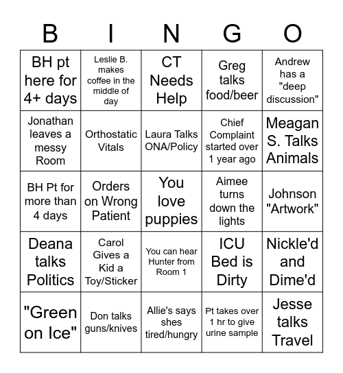 Miklyn Bingo Card