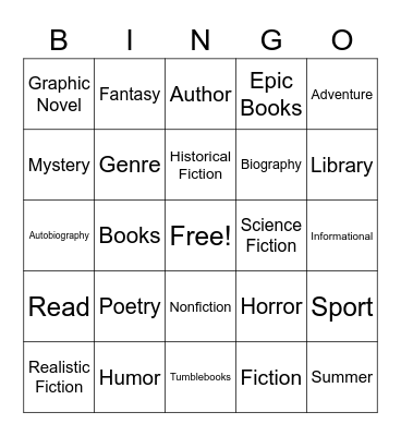 M'KIS Book Genre Bingo Card