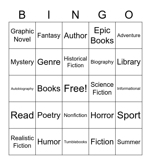 M'KIS Book Genre Bingo Card