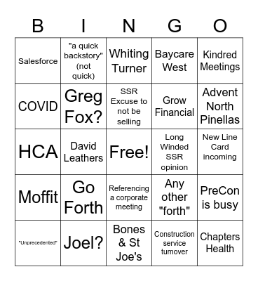 Harper Sales L-10 Bingo Card