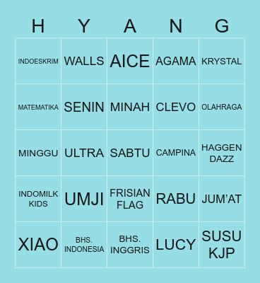 Jung Hyang @hyang_twt Bingo Card