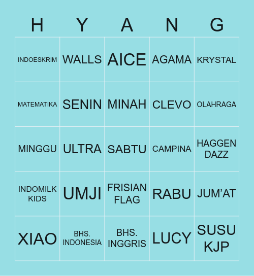 Jung Hyang @hyang_twt Bingo Card