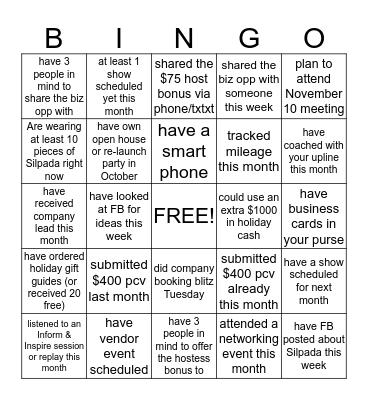 Team BLING-O Bingo Card