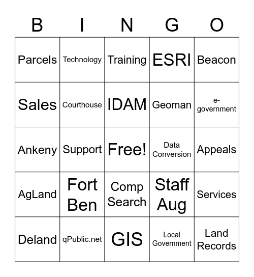 Schneider Geospatial Bingo Card