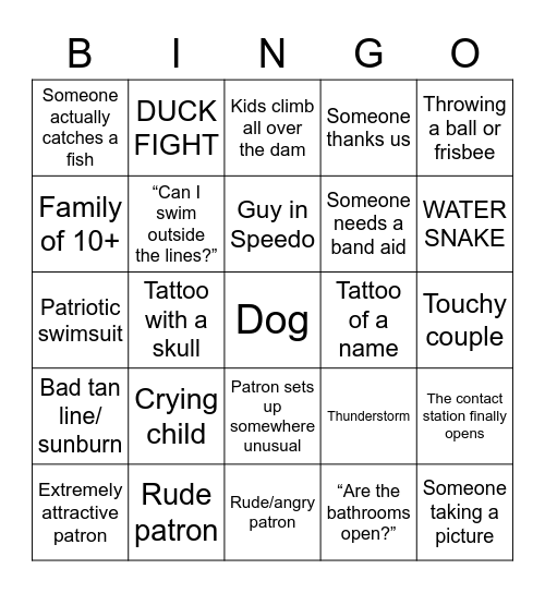 DAR Bingo Card