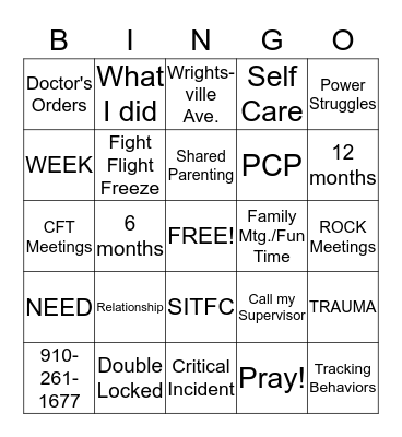 FOSTER FAMILY BINGO Card
