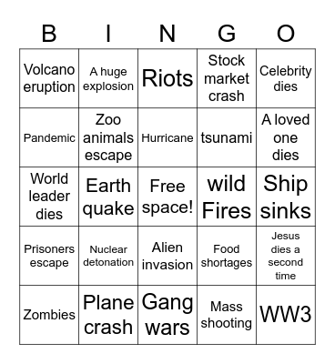 The year 2020 sucks Bingo Card