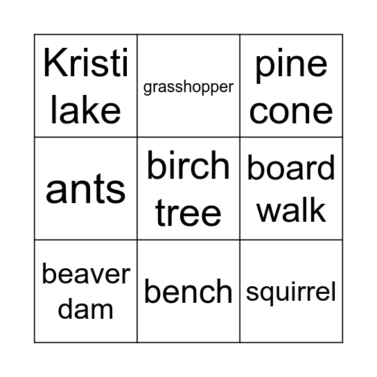 Kristi Trail Bingo Card