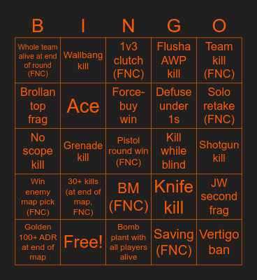 Fnatic vs Heroic Bingo Card