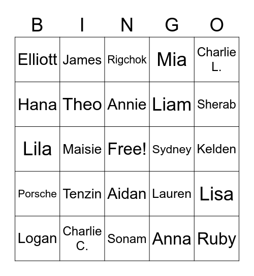 Team308 Bingo Card