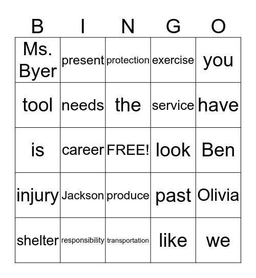 Unit 1 Bingo Review  Bingo Card