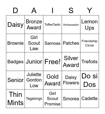 Daisy Bingo Card