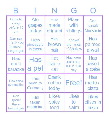 Things you've done Bingo Card