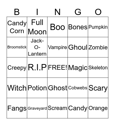 Bobcats Halloween Bingo Card