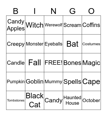 Bobcats Halloween Bingo Card