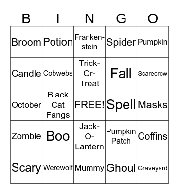 Bobcats Halloween Bingo Card