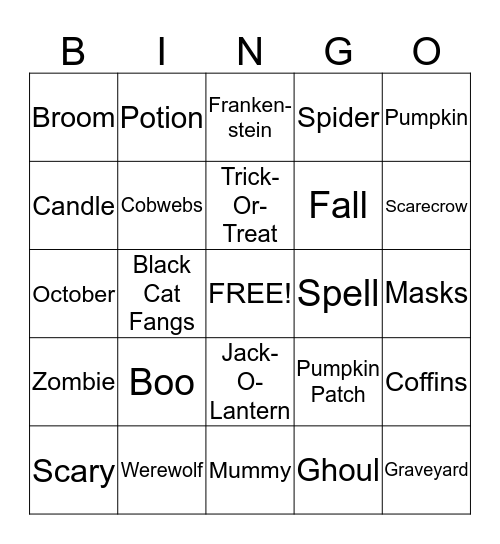 Bobcats Halloween Bingo Card