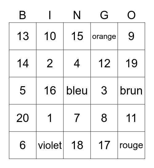 BINGO DE JACK Bingo Card