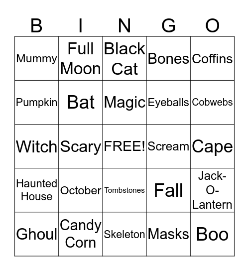 Bobcats Halloween Bingo Card