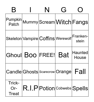 Bobcats Halloween Bingo Card