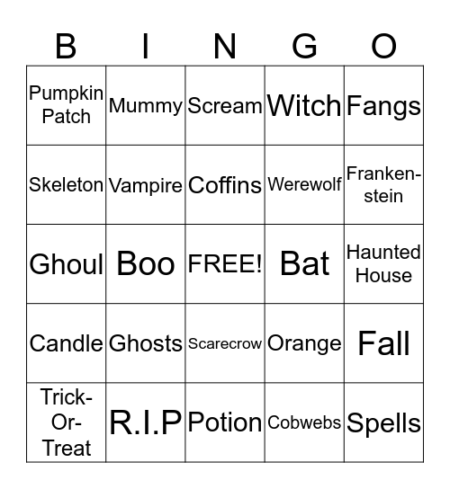 Bobcats Halloween Bingo Card