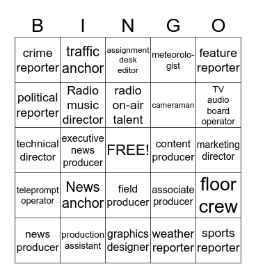 Broadcast Bingo Card