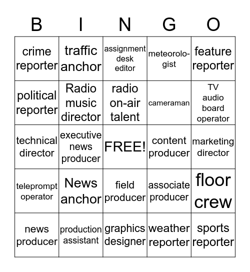 Broadcast Bingo Card