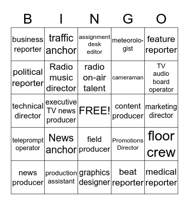 Broadcast Bingo Card