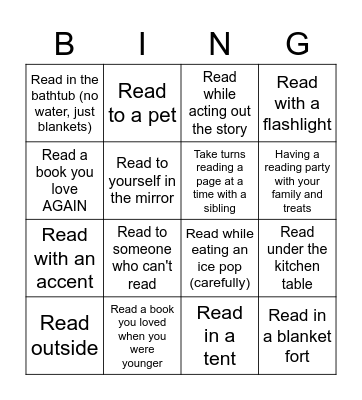 Summer READING Bingo Card