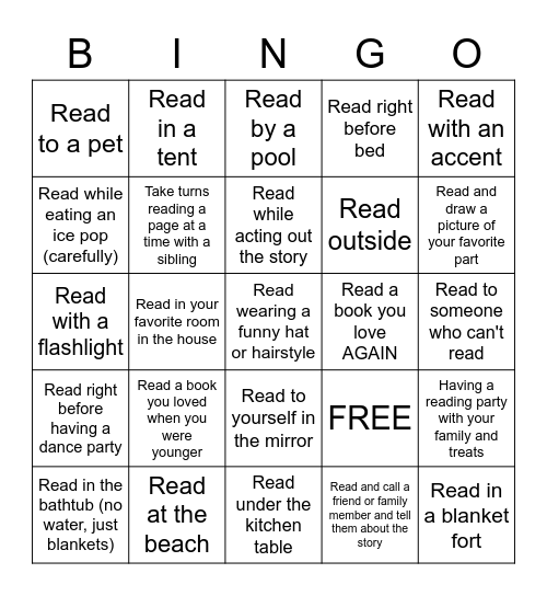 Summer READING Bingo Card