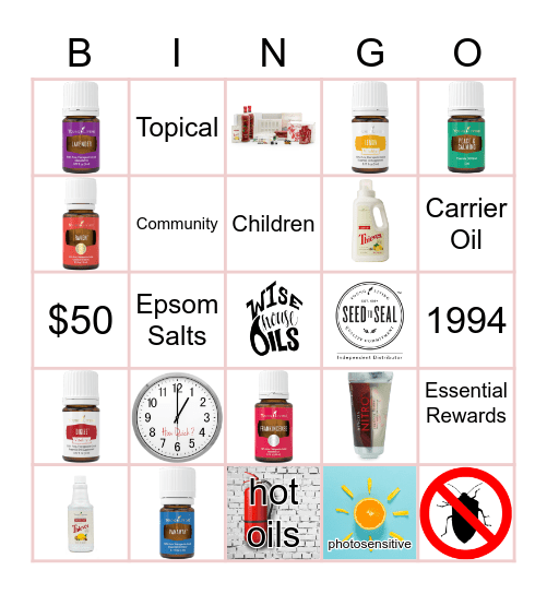 Essential Oil Basics Bingo Card