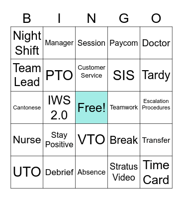 Stratus Bingo Card