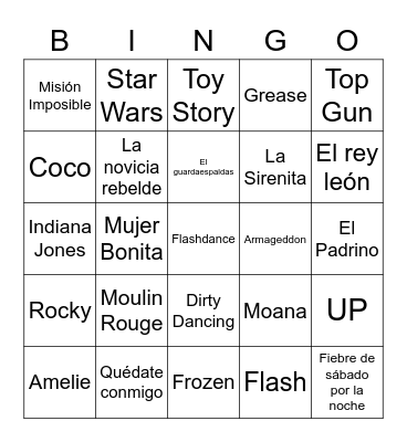 Bingo de Película Bingo Card