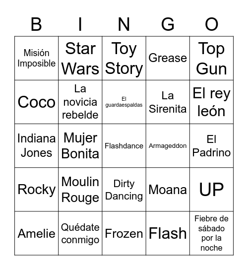 Bingo de Película Bingo Card