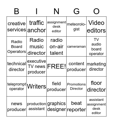 Broadcast Bingo Card