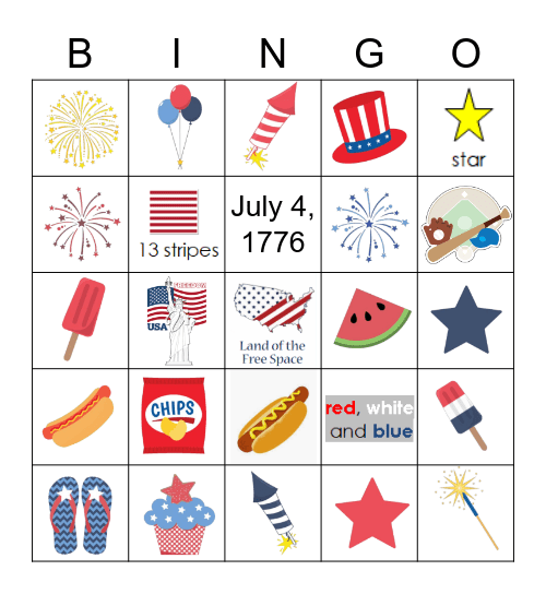Fourth of July Bingo Card