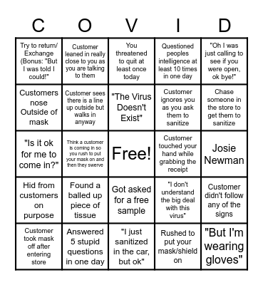 Pandemic Bingo Card