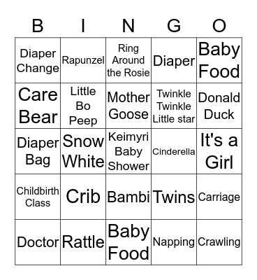 Baby Shower Bingo Card