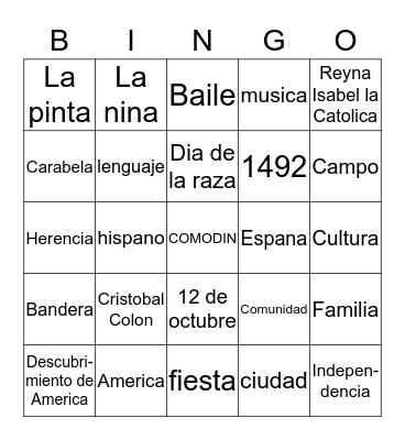 Comunidad Hispana Bingo Card