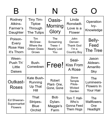 Total-Quiz.com Presents Radio Bingo: The Farmer with the Green Thumb Bingo Card