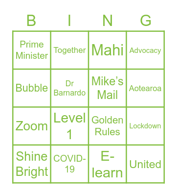 Barnardos Day Bingo Card