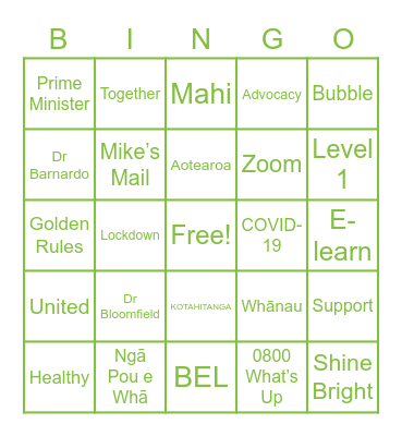 Barnardos Day Bingo Card