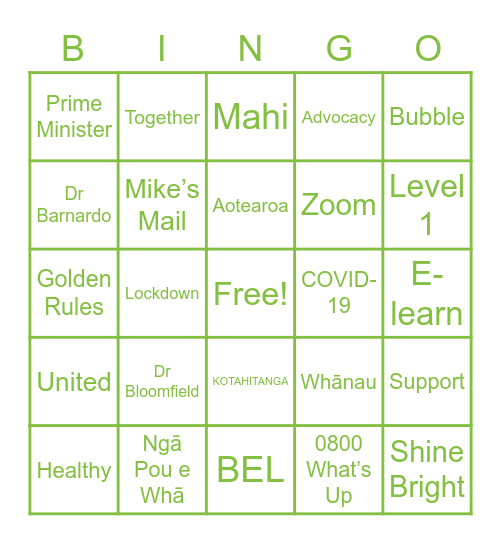 Barnardos Day Bingo Card