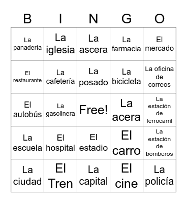 Spanish in the City Bingo Card