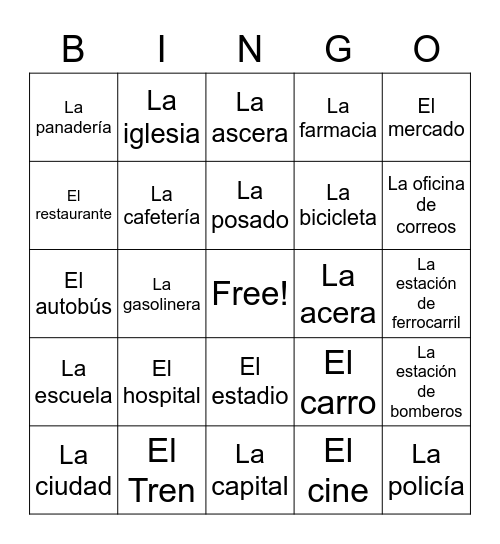 Spanish in the City Bingo Card