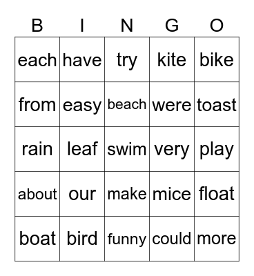 Robin’s Last Kindergarten Bingo! Bingo Card