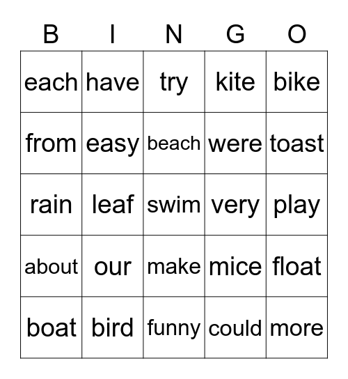 Robin’s Last Kindergarten Bingo! Bingo Card