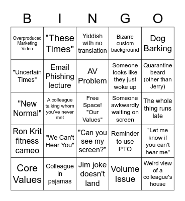 All Staff Bingo! Bingo Card